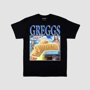 Greggs Vegan Sausage Roll T Shirt Funny Meme British Food Graphic Retro Humor
